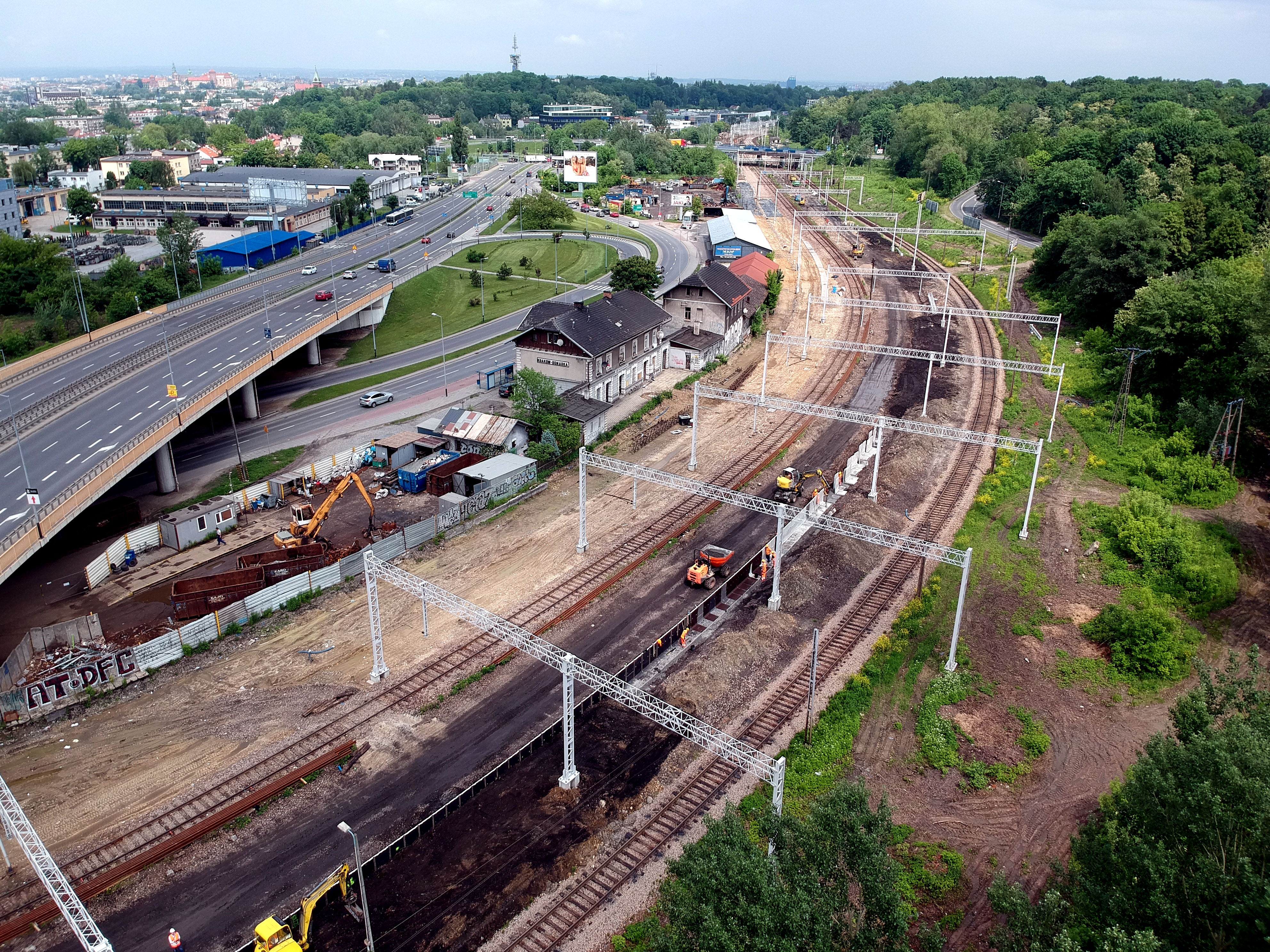 Prace budowlane na torze kolejowym, Kraków  - Železniční stavby