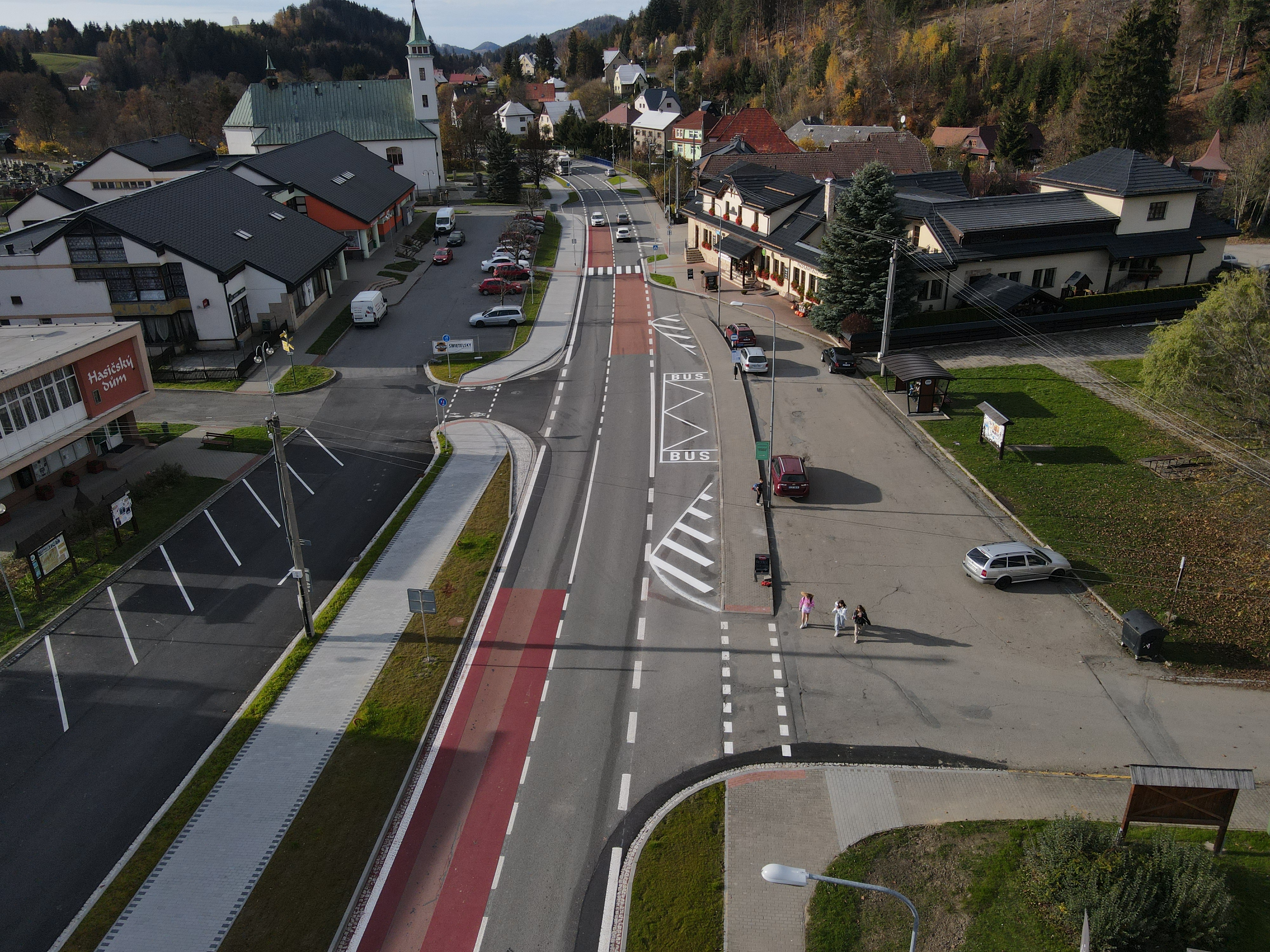Horní Bečva – výstavba cyklostezky centrem obce - Stavby silnic a mostů