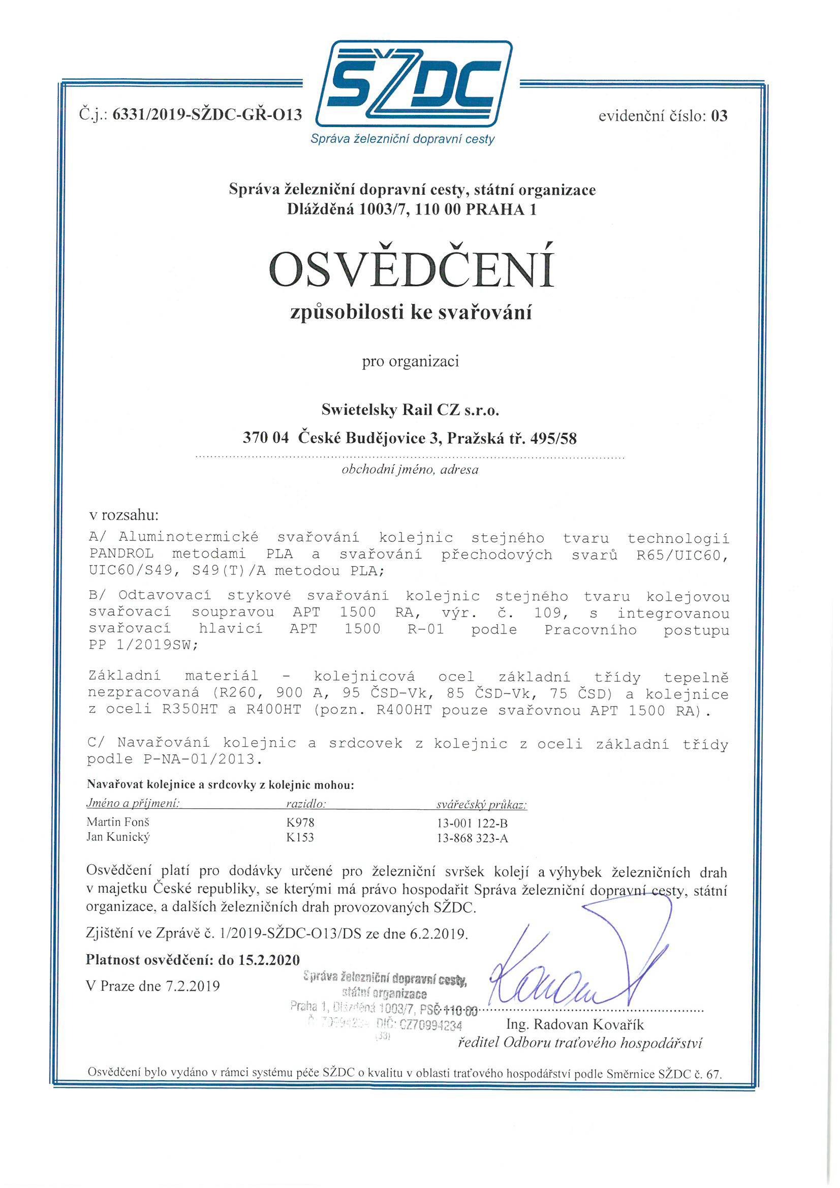 Osvědčení Ke Svařování