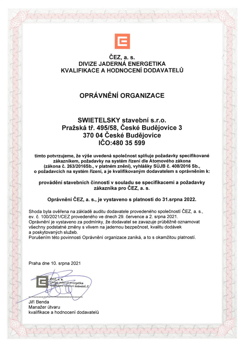 2021 08 12 Oprávnění ČEZ Kvalifikovaný Dodavatel 12082021